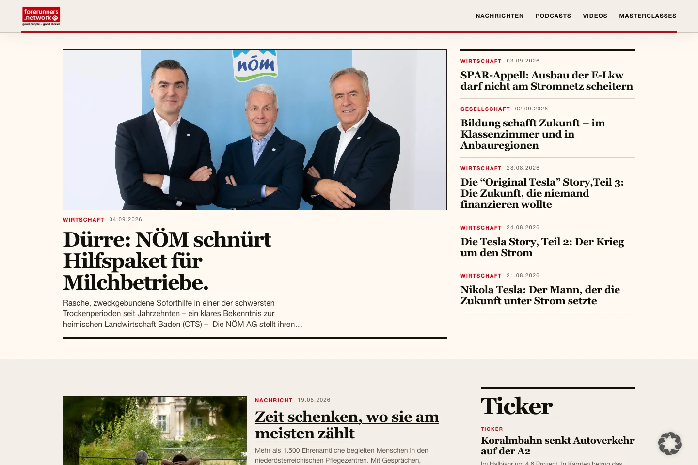 Forerunners Network: aktuelle Nachrichten und redaktionelle Themen auf der Startseite